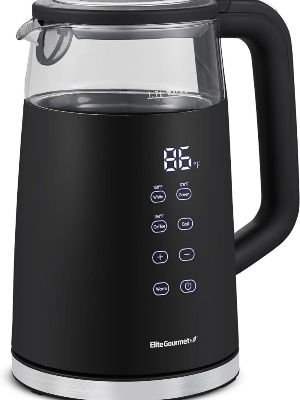 1.7L Dual-Wall Cool-Touch Electric Tea Kettle with Touchscreen - Black